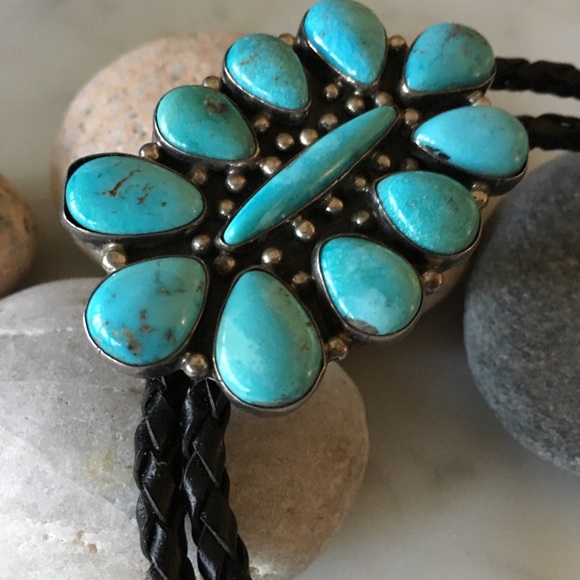 Jewelry - SOLDNative American Bolo Willeto  - 11 Turquoise